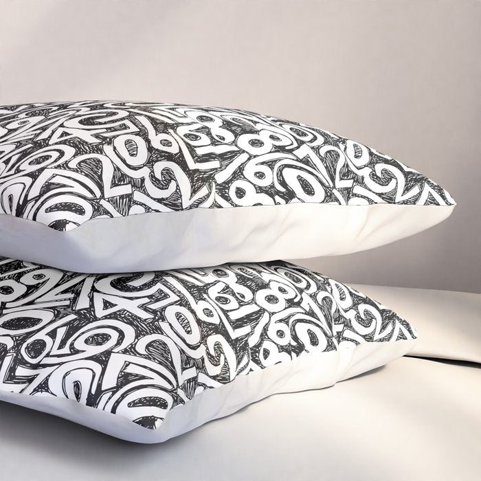 Numbers pattern in black and white Pillow Sham Gallery Image 3