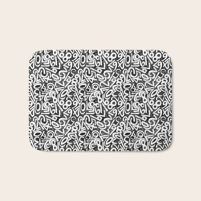 Numbers pattern in black and white Bath Mat Gallery Image 1