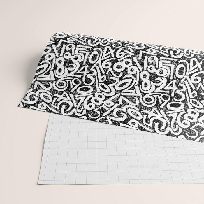Numbers pattern in black and white Wrapping Paper Gallery Image 2