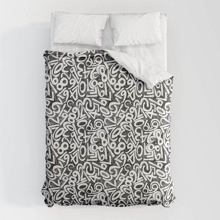 Numbers pattern in black and white Duvet Cover Gallery Image 6