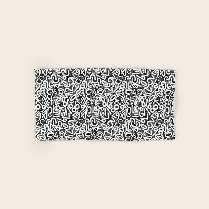 Numbers pattern in black and white Bath Towel Gallery Image 1