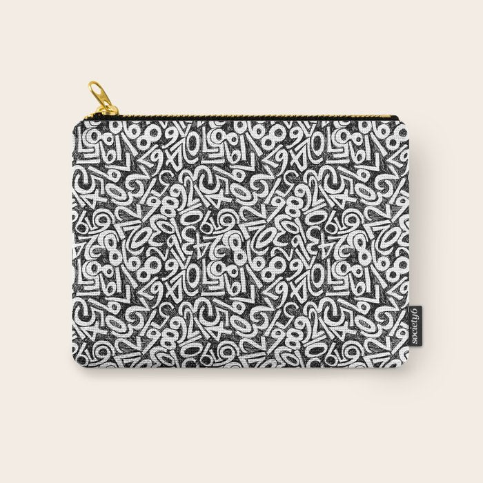 Numbers pattern in black and white Carry All Pouch Gallery Image 1