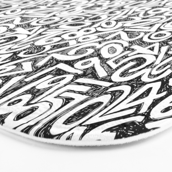 Numbers pattern in black and white Bath Mat Gallery Image 3