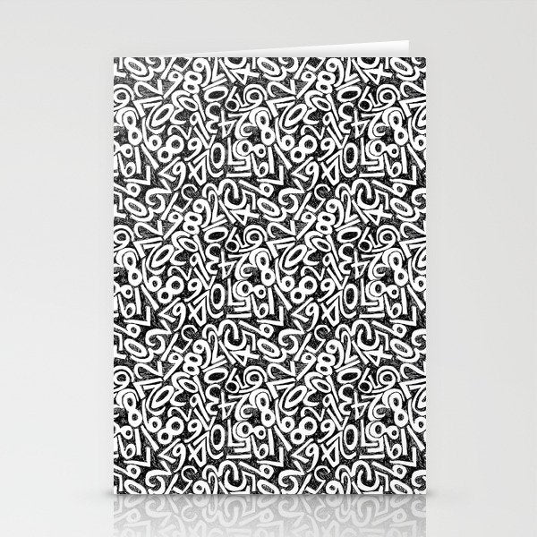 Numbers pattern in black and white Stationery Card Gallery Image 2