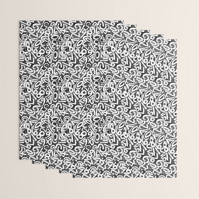 Numbers pattern in black and white Wrapping Paper Gallery Image 3