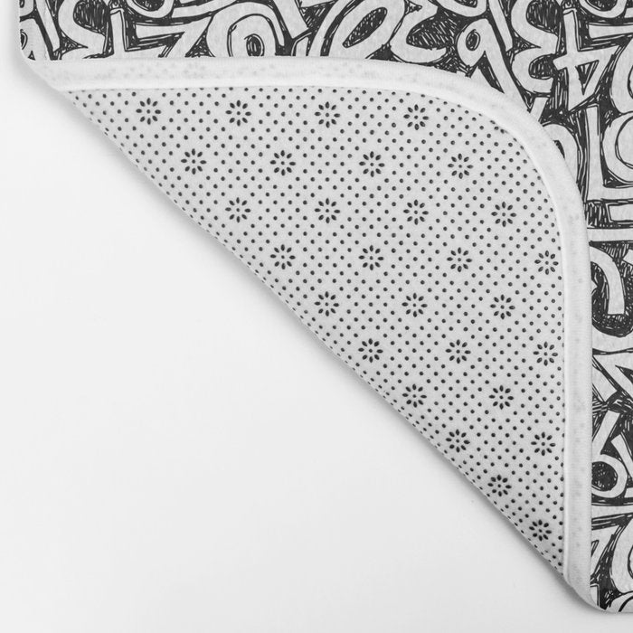 Numbers pattern in black and white Bath Mat Gallery Image 2