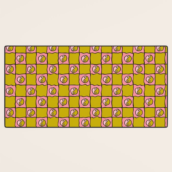 Green Ying Yang Checkered Print Desk Mat Gallery Image 3