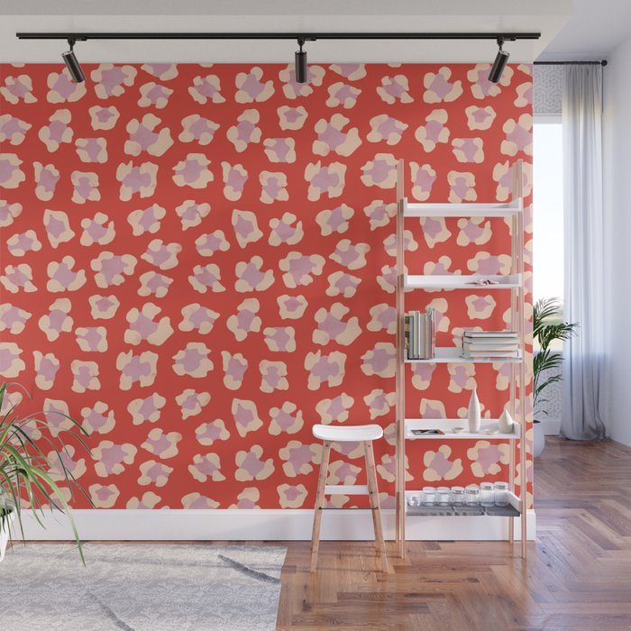 Dopamine Leopard Print In Red And Pink Wall Mural Gallery Image 1