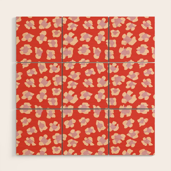 Dopamine Leopard Print In Red And Pink Wood Wall Art Gallery Image 1
