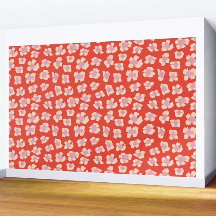Dopamine Leopard Print In Red And Pink Wall Mural Gallery Image 2