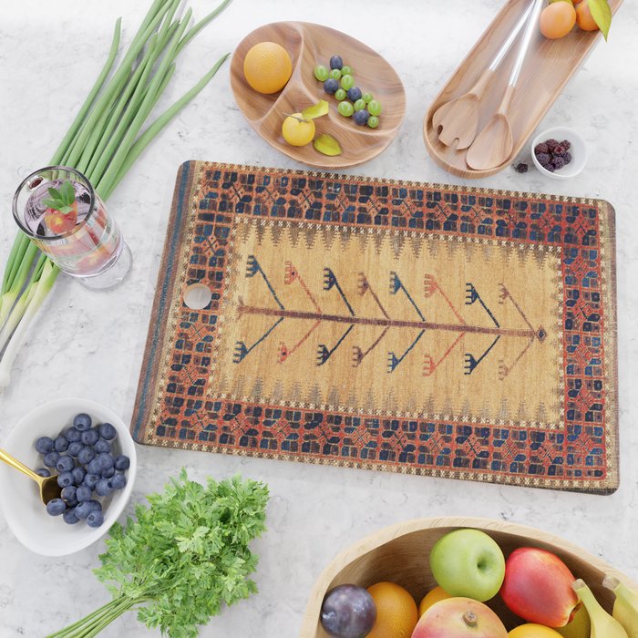 Baluch Sofreh  Khorasan  Antique Tribal Persian Fabric Print Cutting Board Gallery Image 2