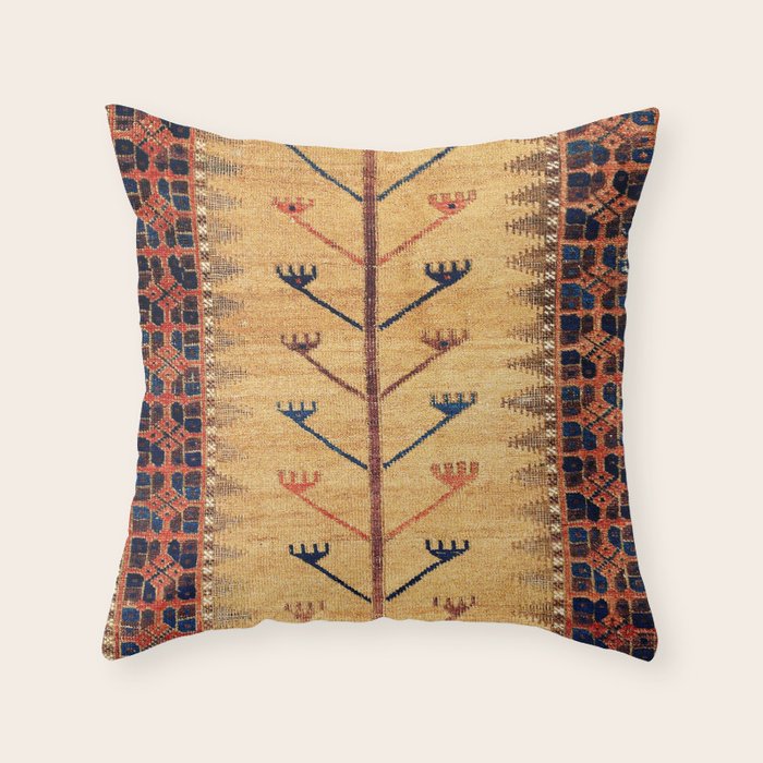 Baluch Sofreh  Khorasan  Antique Tribal Persian Fabric Print Throw Pillow Gallery Image 6