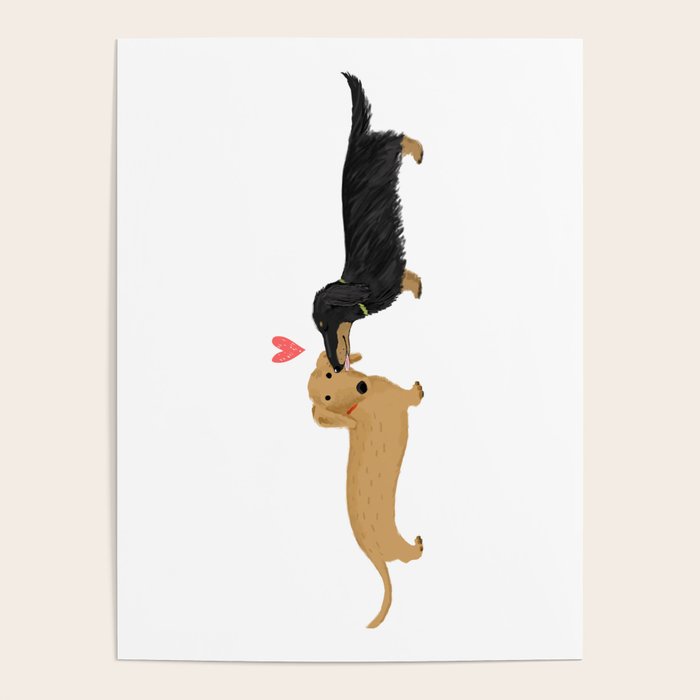 Cute Wiener Dogs with Heart | Dachshunds Love Poster Gallery Image 1