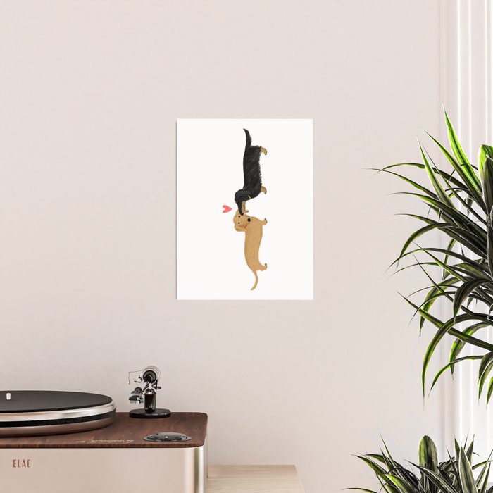 Cute Wiener Dogs with Heart | Dachshunds Love Poster Gallery Image 2