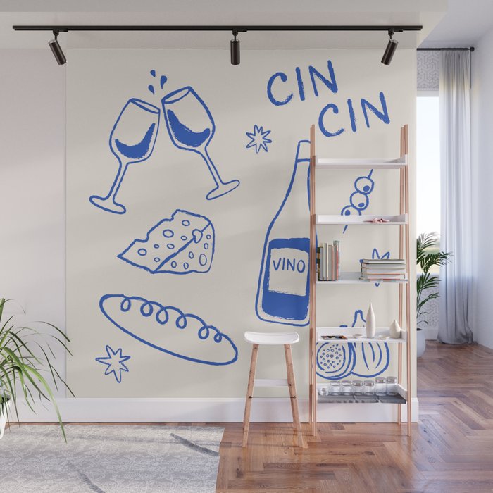 Wine and Cheese. Cheers Wall Mural Gallery Image 1