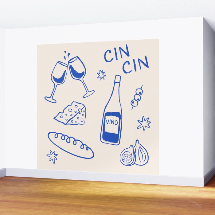 Wine and Cheese. Cheers Wall Mural Gallery Image 2