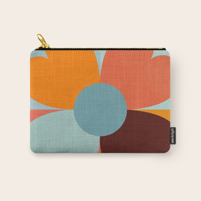 Color Block Floral Hearts - retro Carry All Pouch Gallery Image 1