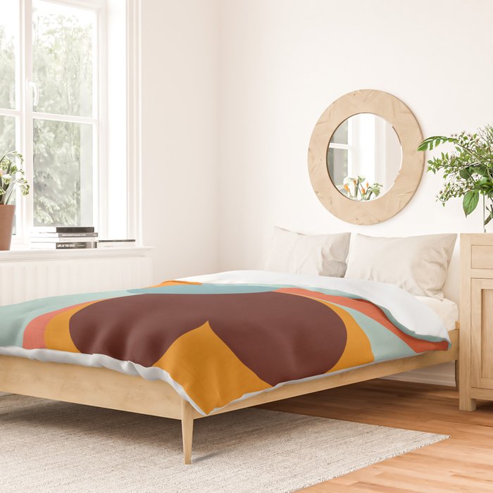 Color Block Floral Hearts - retro Duvet Cover Gallery Image 2