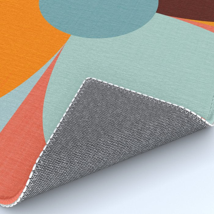Color Block Floral Hearts - retro Rug Gallery Image 4
