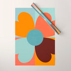 Color Block Floral Hearts - retro Wrapping Paper Gallery Image 1