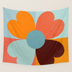 Color Block Floral Hearts - retro Wall Tapestry Gallery Image 4