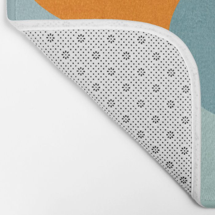 Color Block Floral Hearts - retro Bath Mat Gallery Image 2