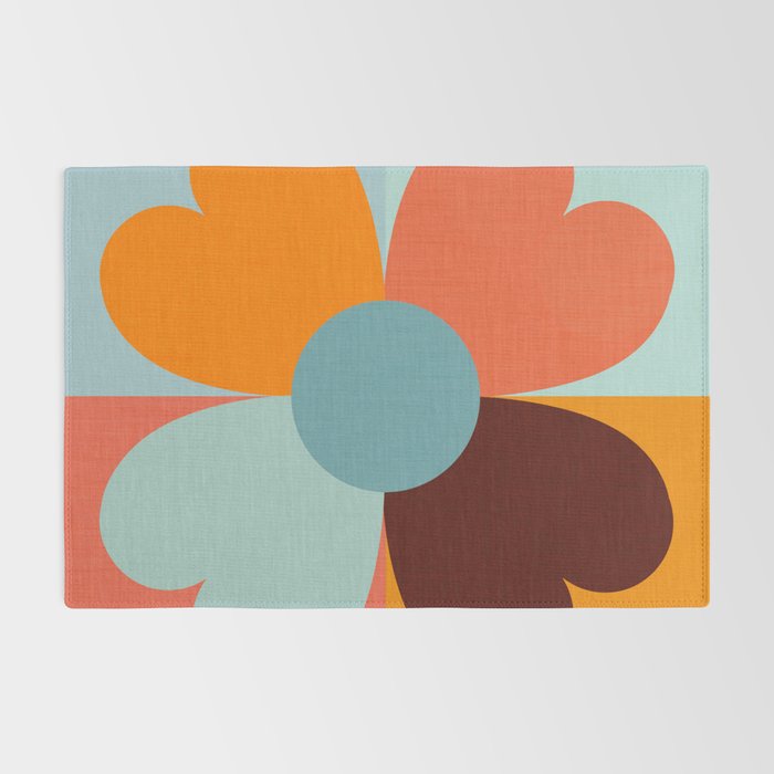 Color Block Floral Hearts - retro Rug Gallery Image 2