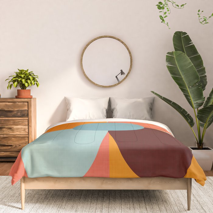 Color Block Floral Hearts - retro Comforter Gallery Image 3