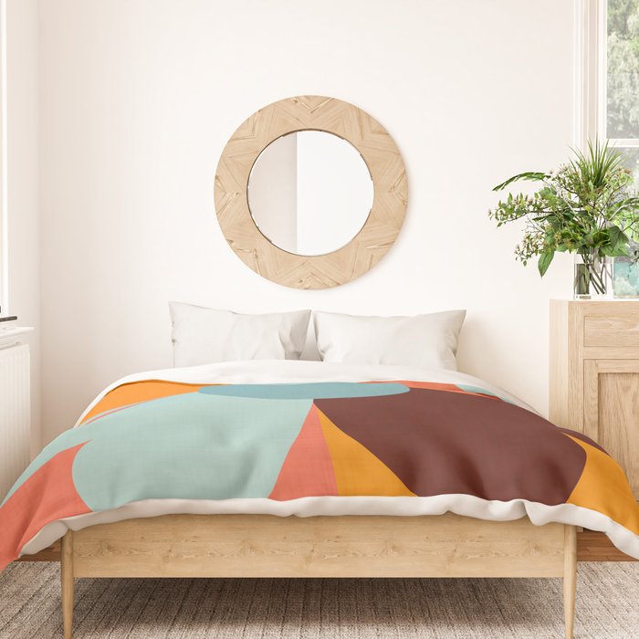 Color Block Floral Hearts - retro Duvet Cover Gallery Image 3