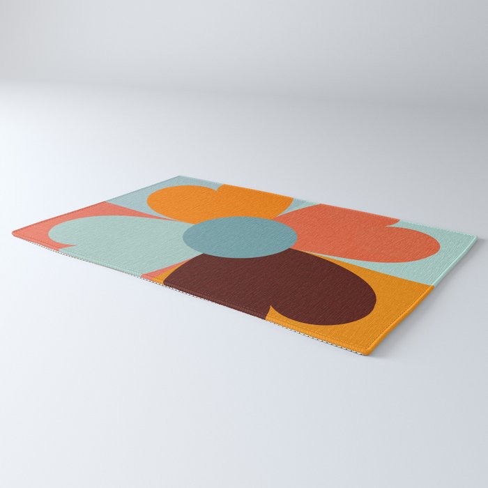 Color Block Floral Hearts - retro Rug Gallery Image 3