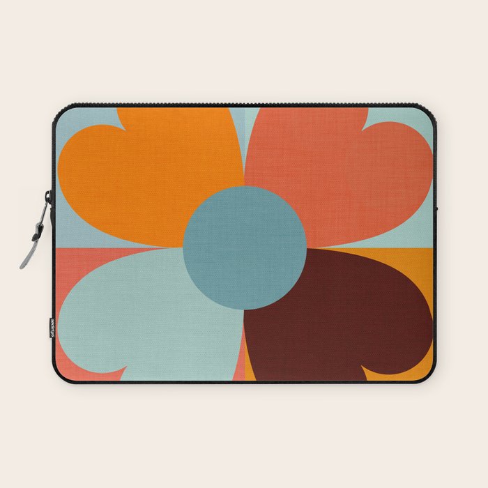 Color Block Floral Hearts - retro Laptop Sleeve Gallery Image 1