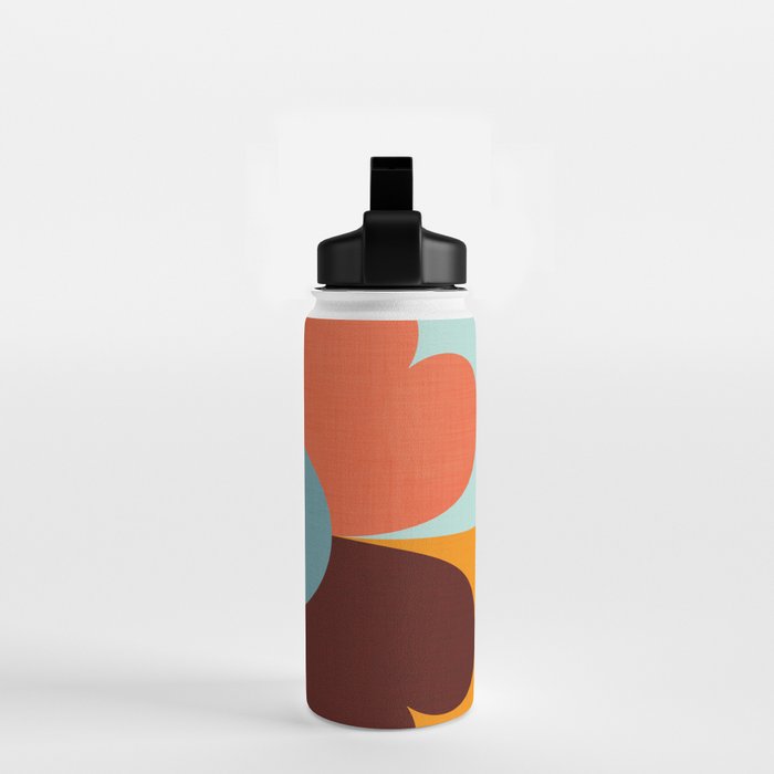 Color Block Floral Hearts - retro Water Bottle Gallery Image 2