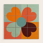Color Block Floral Hearts - retro Wood Wall Art Gallery Image 1
