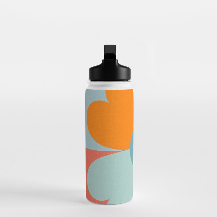 Color Block Floral Hearts - retro Water Bottle Gallery Image 3