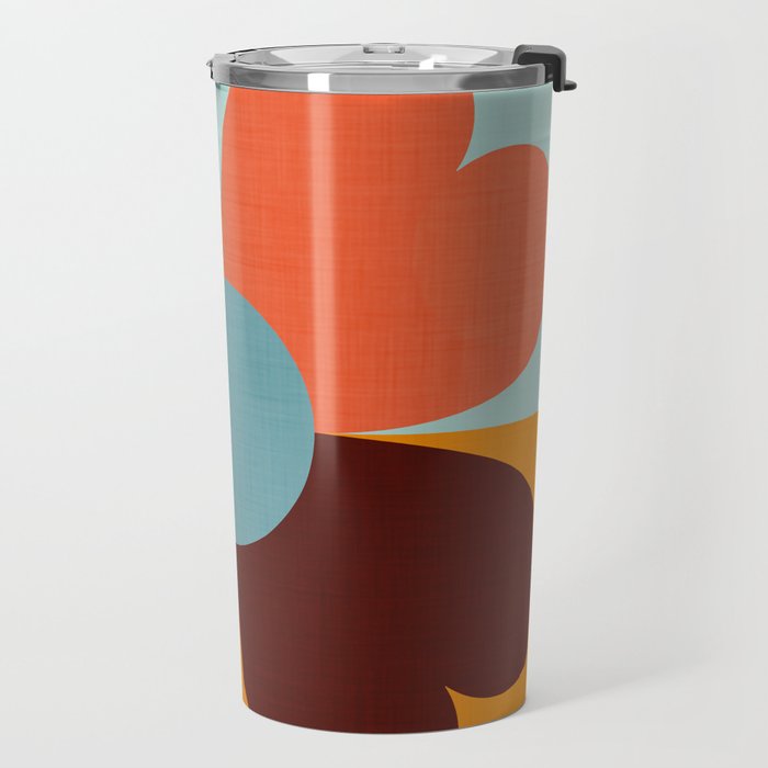 Color Block Floral Hearts - retro Travel Mug Gallery Image 2