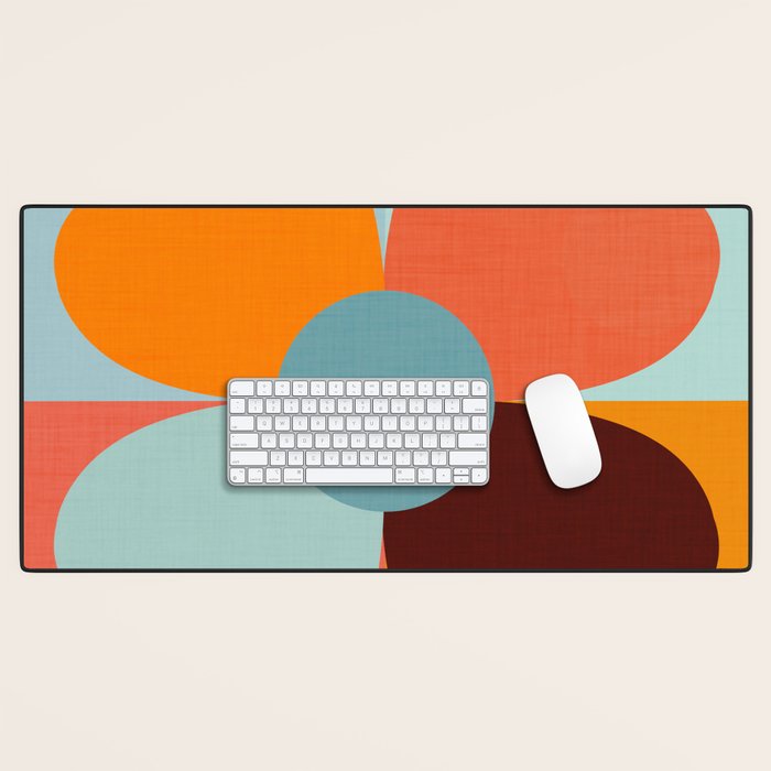 Color Block Floral Hearts - retro Desk Mat Gallery Image 1