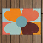 Color Block Floral Hearts - retro Outdoor Rug Gallery Image 1
