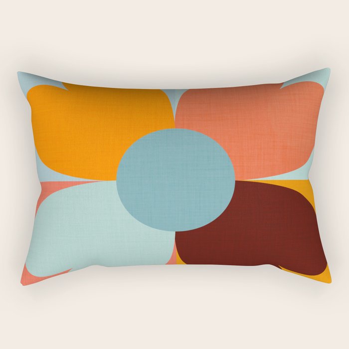 Color Block Floral Hearts - retro Rectangular Pillow Gallery Image 1
