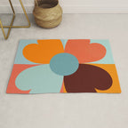 Color Block Floral Hearts - retro Rug Gallery Image 1