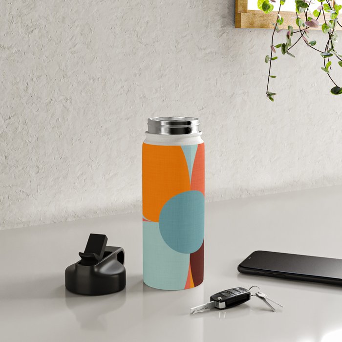 Color Block Floral Hearts - retro Water Bottle Gallery Image 4