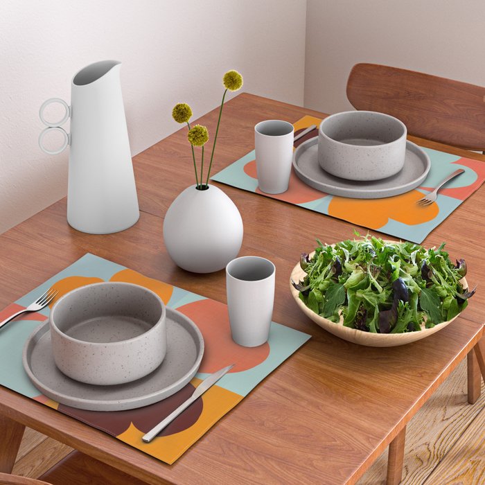 Color Block Floral Hearts - retro Placemat Gallery Image 2