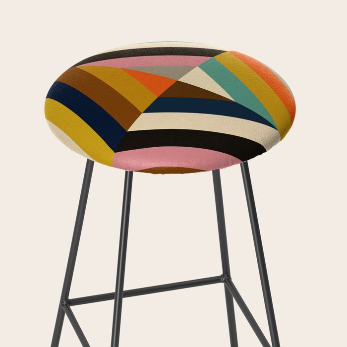 Mid Century Geometric Pattern Technicolor Diamond  Stool Gallery Image 2