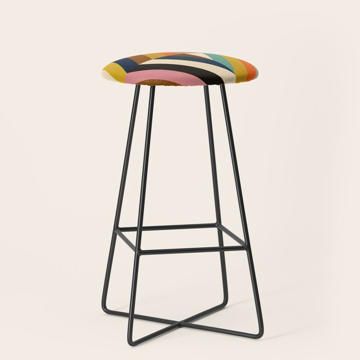Mid Century Geometric Pattern Technicolor Diamond  Stool Gallery Image 1