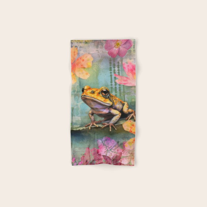 Colorful Frog Garden Indian Summer Flora And Wildlife Bath Towel Gallery Image 1