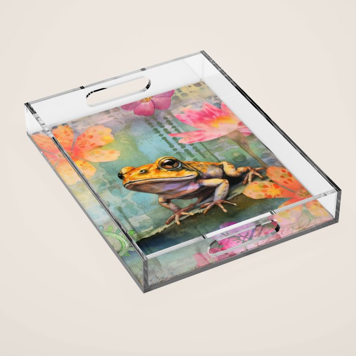 Colorful Frog Garden Indian Summer Flora And Wildlife Acrylic Tray Gallery Image 1