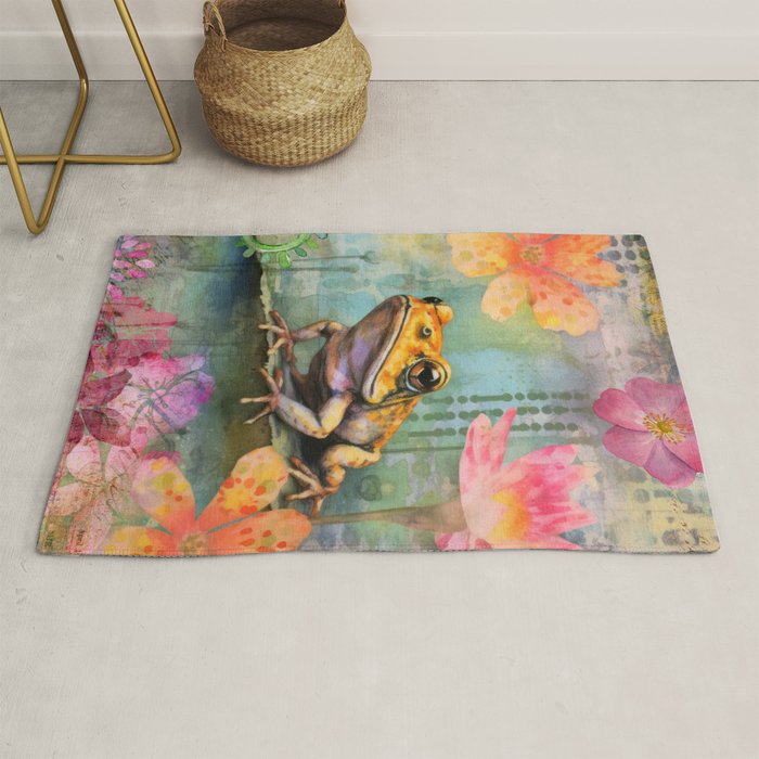 Colorful Frog Garden Indian Summer Flora And Wildlife Rug Gallery Image 1