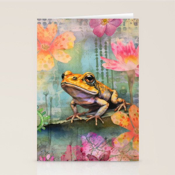 Colorful Frog Garden Indian Summer Flora And Wildlife Stationery Card Gallery Image 2