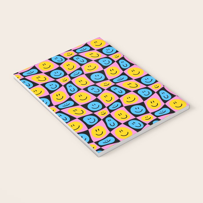 Retro happy smiling face checkered pattern Notebook Gallery Image 3