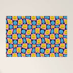 Retro happy smiling face checkered pattern Welcome Mat Gallery Image 1