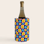 Retro happy smiling face checkered pattern Wine Chiller Gallery Image 2